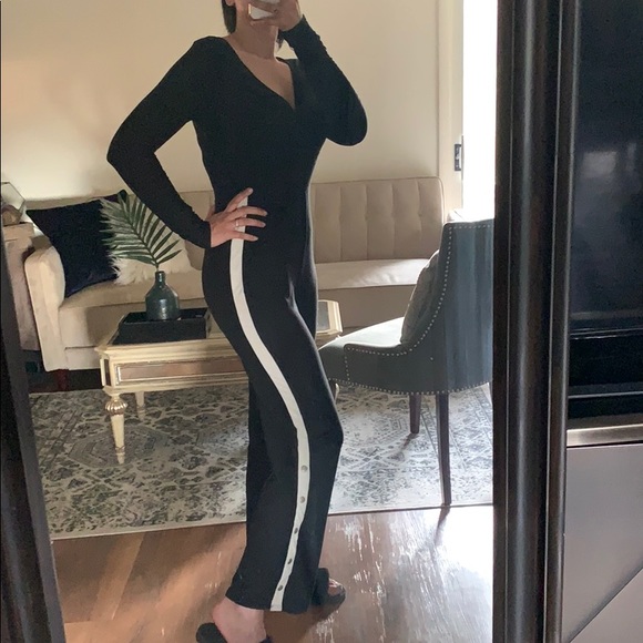 New Derek Heart black and white stripe Jumpsuit - Picture 2 of 8